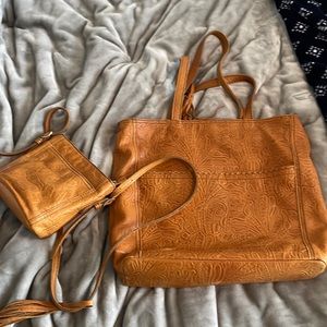 Leather tote and matching small purse